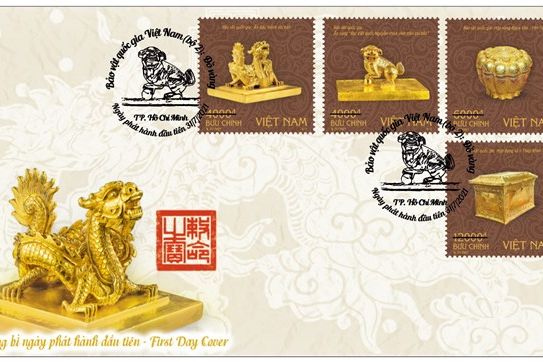 Phát hành bộ tem bảo vật quý về Phật giáo và ấn vàng thời Trần, Nguyễn