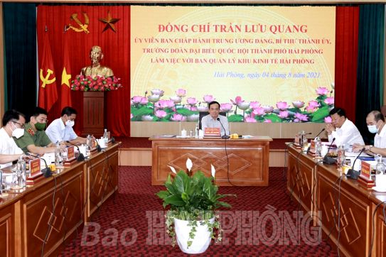 Đồng chí Bí thư Thành ủy Trần Lưu Quang làm việc với Ban Quản lý Khu kinh tế Hải Phòng