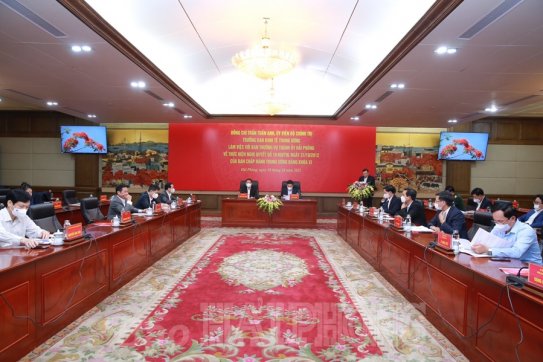 Thường trực Ban Chỉ đạo Tổng kết Nghị quyết 19-NQ/TW về tiếp tục đổi mới chính sách, pháp luật đất đai làm việc với Thành ủy Hải Phòng