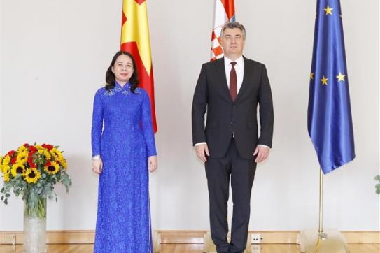 越南国家副主席武氏映春会见克罗地亚总统佐兰·米拉诺维奇