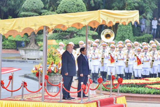 Lễ đón chính thức Thủ tướng Cuba Manuel Marrero Cruz tại Phủ Chủ tịch