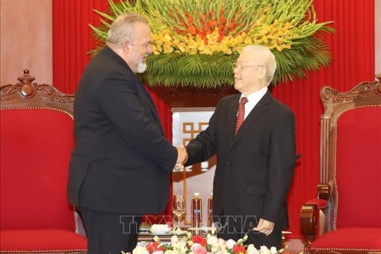 Tổng Bí thư Nguyễn Phú Trọng tiếp Thủ tướng Cộng hòa Cuba Manuel Marrero Cruz