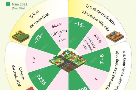 Năm 2022, cả nước phấn đấu có trên 73% xã đạt chuẩn nông thôn mới