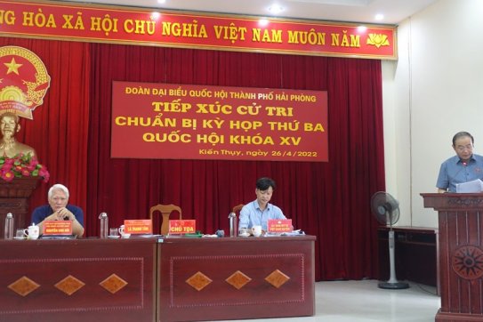 Đoàn ĐBQH Hải Phòng tiếp xúc cử tri huyện Kiến Thụy chuẩn bị kỳ họp thứ Ba, Quốc hội khóa XV