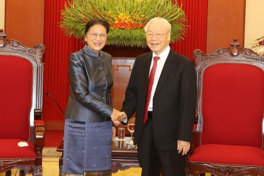 Tổng Bí thư Nguyễn Phú Trọng tiếp Phó Chủ tịch nước Lào Pany Yathotou