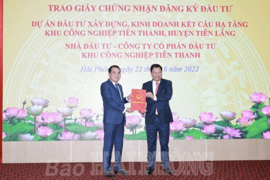 Dự án đầu tư xây dựng và kinh doanh kết cấu hạ tầng Khu công nghiệp Tiên Thanh (huyện Tiên Lãng) dự kiến khởi công vào cuối năm 2022