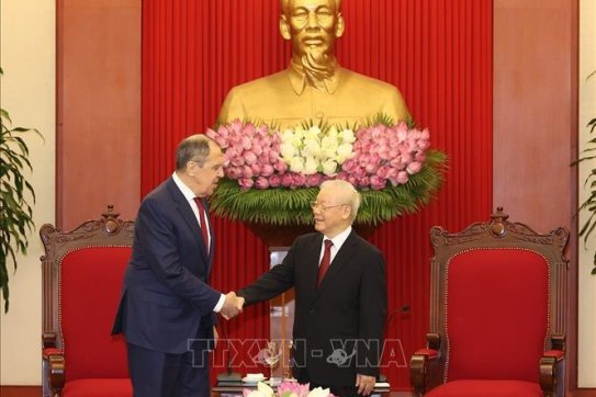 Tổng Bí thư Nguyễn Phú Trọng tiếp Bộ trưởng Ngoại giao Liên bang Nga