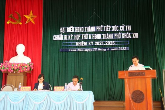 Tổ đại biểu số 9 HĐND thành phố tiếp xúc cử tri huyện Vĩnh Bảo chuẩn bị kỳ họp thứ 6 HĐND thành phố khóa XVI, nhiệm kỳ 2021-2026