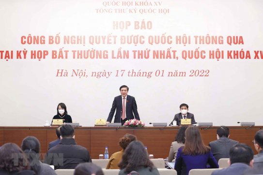 Công bố 4 Nghị quyết được Quốc hội thông qua tại Kỳ họp bất thường