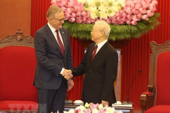 越共中央总书记阮富仲会见澳大利亚总理安东尼·阿尔巴尼斯