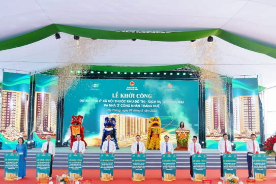 Lễ khởi công Dự án Nhà ở xã hội thuộc Dự án Khu đô thị - Dịch vụ thương mại và nhà ở công nhân Tràng Duệ